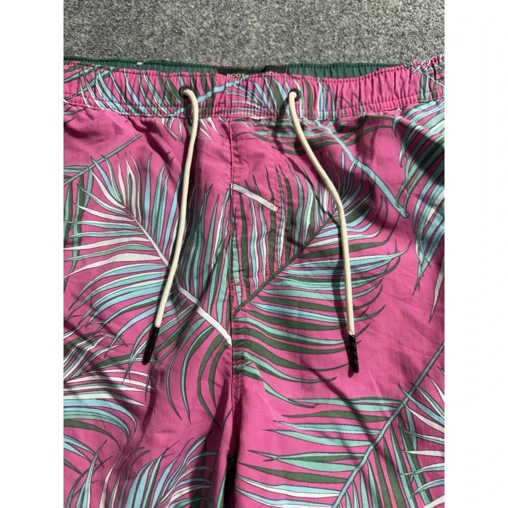 Scotch & Soda Swim‎ Shorts Large Lined Pink Tropical Print Draw String